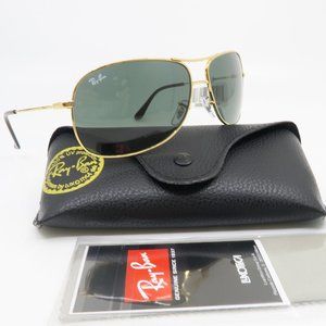 Ray-Ban RB 3267 001/71 64mm Gold/Green Pilot Unisex New Sunglasses.